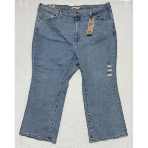 NEW Levi's High Waisted Crop Flare Blue Jeans Womens Plus Size 24W Stretch